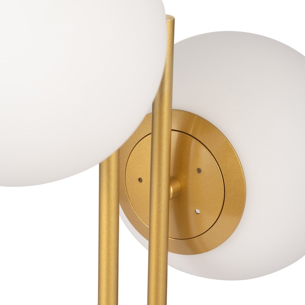 Bram Double Diffuser Table Lamp | White Frosted Glass | Brass 23"