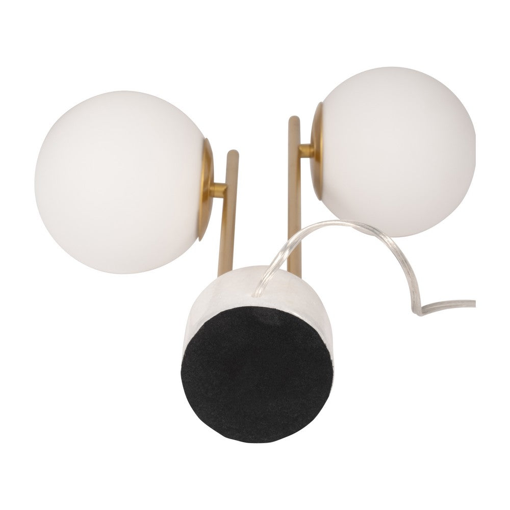 Bram Double Diffuser Table Lamp | White Frosted Glass | Brass 23"