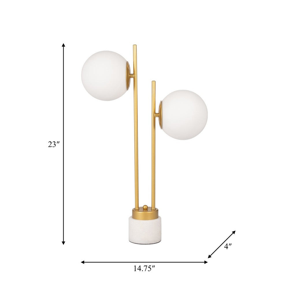 Bram Double Diffuser Table Lamp | White Frosted Glass | Brass 23"