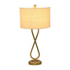 Table Lamp Set of 2 | White Drum Shades | Glam Gold Metal Infinity Bases