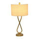 Table Lamp Set of 2 | White Drum Shades | Glam Gold Metal Infinity Bases