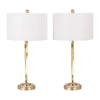 Table Lamp Set of 2 | White Drum Shades | Glam Gold Metal Infinity Bases