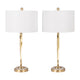 Table Lamp Set of 2 | White Drum Shades | Glam Gold Metal Infinity Bases