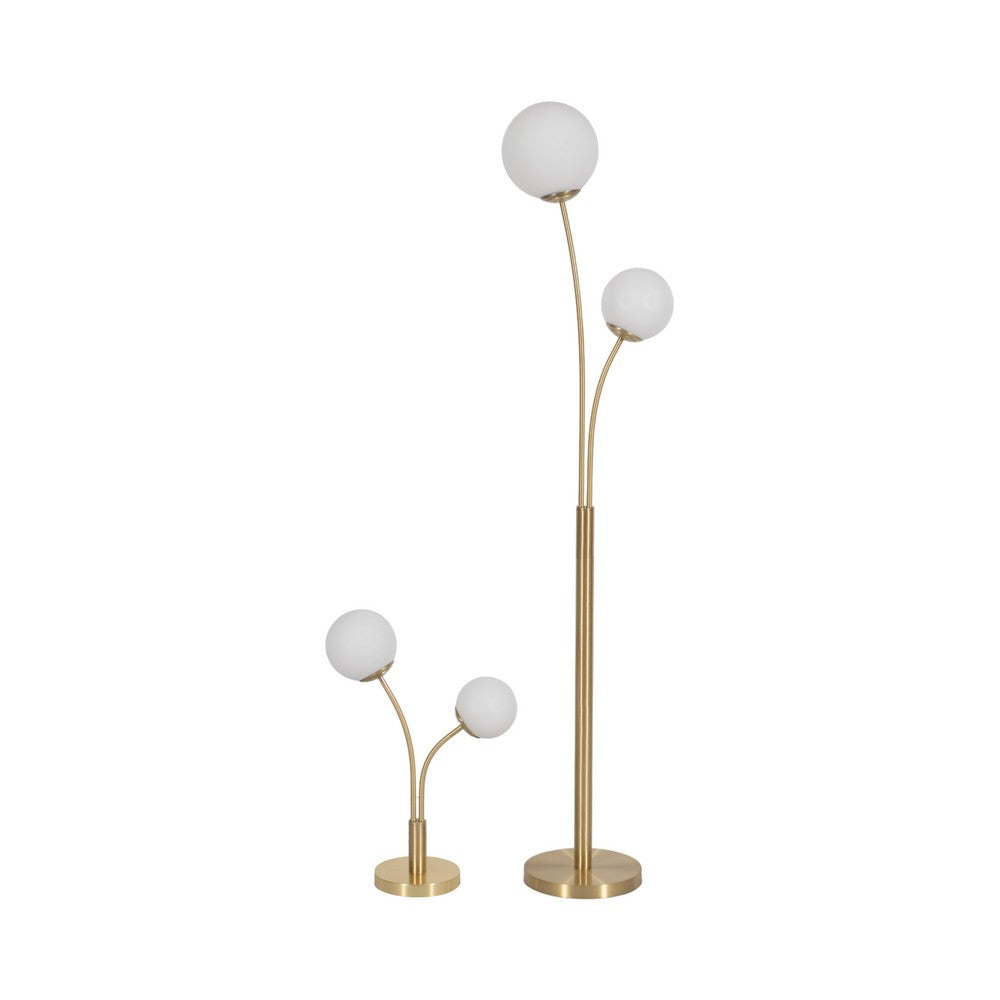 2 Piece Table & Floor Lamp Set | Double Glass Globe | Modern Style