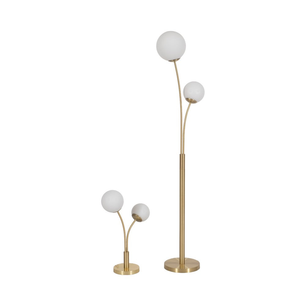 2 Piece Table & Floor Lamp Set | Double Glass Globe | Modern Style