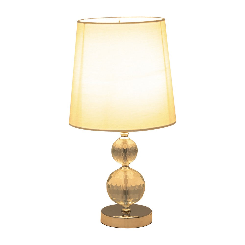 Accent Table Lamp Set of 2 | White Drum Shade | Faceted Crystal Base