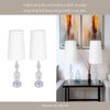 Accent Table Lamp Set of 2 | White Drum Shade | Faceted Crystal Base