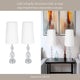 Accent Table Lamp Set of 2 | White Drum Shade | Faceted Crystal Base
