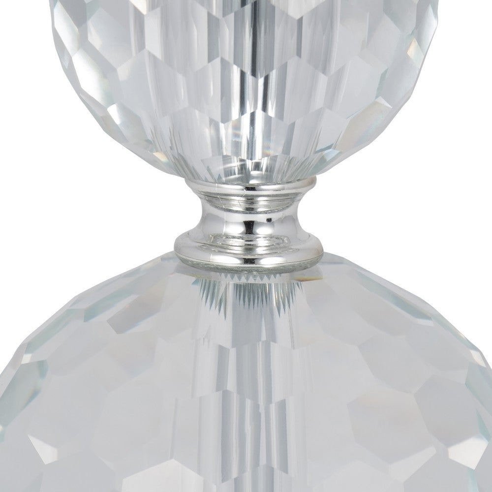 Accent Table Lamp Set of 2 | White Drum Shade | Faceted Crystal Base