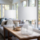 Table Lamp Set of 2 | Clear Glass Base | Minimalist White Linen Drum Shade