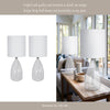 Table Lamp Set of 2 | Clear Glass Base | Minimalist White Linen Drum Shade