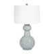 Stevia Bottle Table Lamp | Off-White Linen Shade | Blue Ceramic 28"