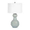 Stevia Bottle Table Lamp | Off-White Linen Shade | Blue Ceramic 28"