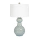 Stevia Bottle Table Lamp | Off-White Linen Shade | Blue Ceramic 28"