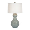 Stevia Bottle Table Lamp | Off-White Linen Shade | Blue Ceramic 28"