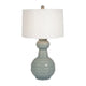 Stevia Bottle Table Lamp | Off-White Linen Shade | Blue Ceramic 28"