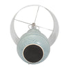 Stevia Bottle Table Lamp | Off-White Linen Shade | Blue Ceramic 28"