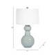 Stevia Bottle Table Lamp | Off-White Linen Shade | Blue Ceramic 28"