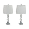 Table Lamp Set of 2 | White Linen Shade | Crystal Candlestick | Silver SBH-51276