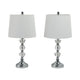 Table Lamp Set of 2 | White Linen Shade | Crystal Candlestick | Silver SBH-51276