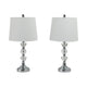 Table Lamp Set of 2 | White Linen Shade | Crystal Candlestick | Silver SBH-51276