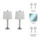 Table Lamp Set of 2 | White Linen Shade | Crystal Candlestick | Silver