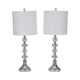 Accent Table Lamp Set of 2 | 11" White Drum Shade | Crystal | Steel Base