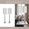 Accent Table Lamp Set of 2 | 11" White Drum Shade | Crystal | Steel Base