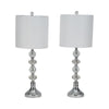 Accent Table Lamp Set of 2 | 11" White Drum Shade | Crystal | Steel Base