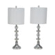 Accent Table Lamp Set of 2 | 11" White Drum Shade | Crystal | Steel Base