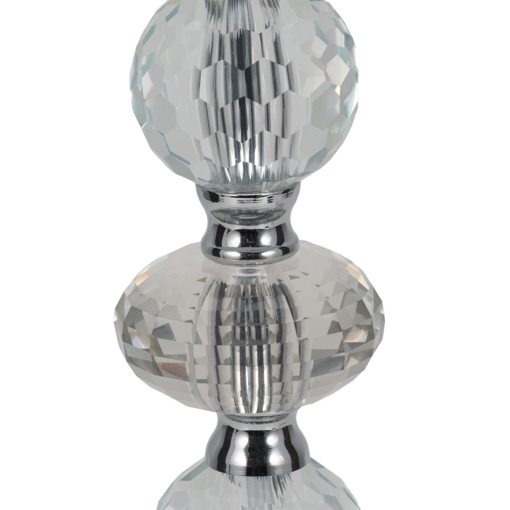 Accent Table Lamp Set of 2 | 11" White Drum Shade | Crystal | Steel Base