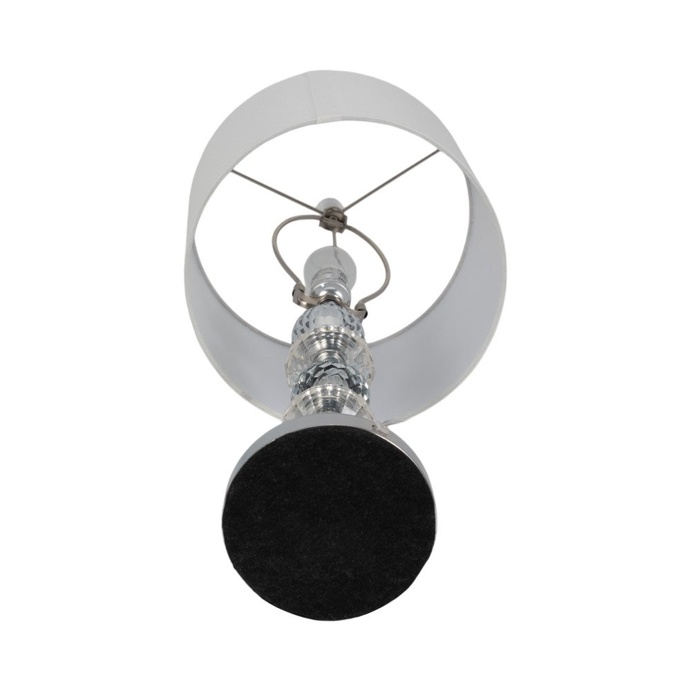 Accent Table Lamp Set of 2 | 11" White Drum Shade | Crystal | Steel Base