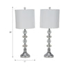 Accent Table Lamp Set of 2 | 11" White Drum Shade | Crystal | Steel Base