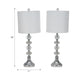 Accent Table Lamp Set of 2 | 11" White Drum Shade | Crystal | Steel Base
