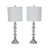 Accent Table Lamp Set of 2 | 11" White Drum Shade | Crystal | Steel Base