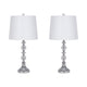 Maxx Table Lamps Set of 2 | White Linen Shades | Silver Crystal-Steel 26"