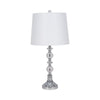Maxx Table Lamps Set of 2 | White Linen Shades | Silver Crystal-Steel 26"