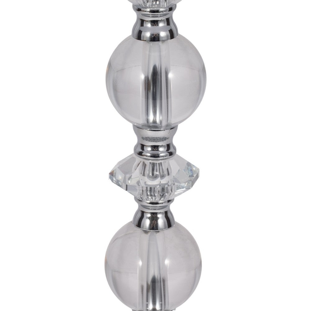 Maxx Table Lamps Set of 2 | White Linen Shades | Silver Crystal-Steel 26"