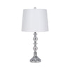 Maxx Table Lamps Set of 2 | White Linen Shades | Silver Crystal-Steel 26"