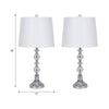 Maxx Table Lamps Set of 2 | White Linen Shades | Silver Crystal-Steel 26"