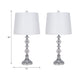 Maxx Table Lamps Set of 2 | White Linen Shades | Silver Crystal-Steel 26"