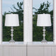 Maxx Table Lamps Set of 2 | White Linen Shades | Silver Crystal-Steel 26"