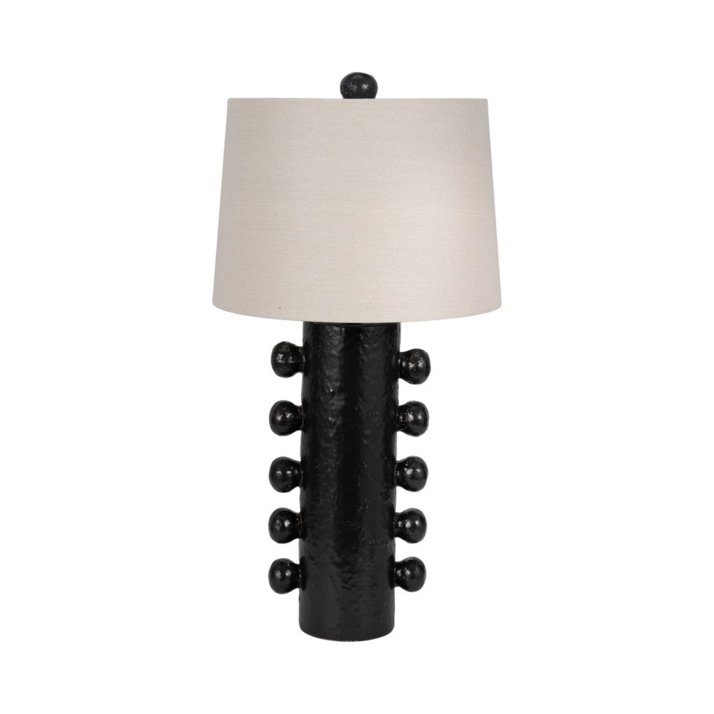 Keav Tall Accent Table Lamp | Retro Knobbled Design | Black Ceramic 31"