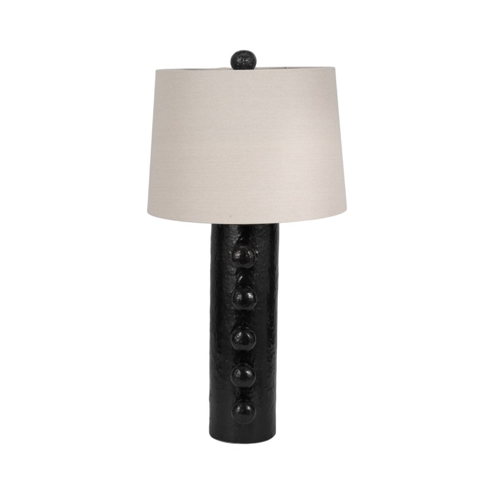 Keav Tall Accent Table Lamp | Retro Knobbled Design | Black Ceramic 31"