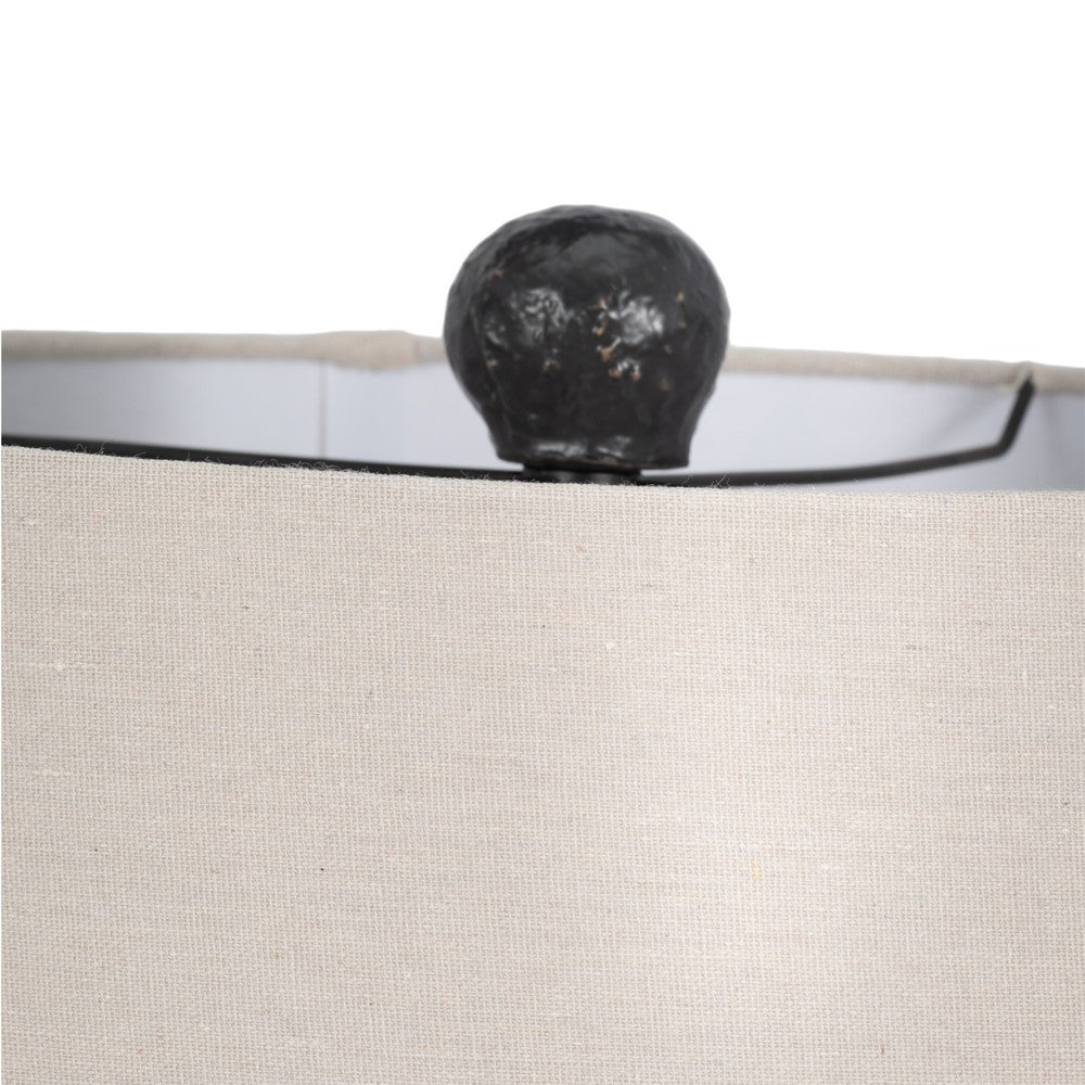 Keav Tall Accent Table Lamp | Retro Knobbled Design | Black Ceramic 31"