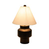 Table Lamp | White Tapered Shade | 22" Black Ceramic Sculptural Base