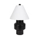 Table Lamp | White Tapered Shade | 22" Black Ceramic Sculptural Base