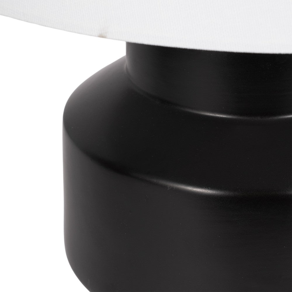 Table Lamp | White Tapered Shade | 22" Black Ceramic Sculptural Base