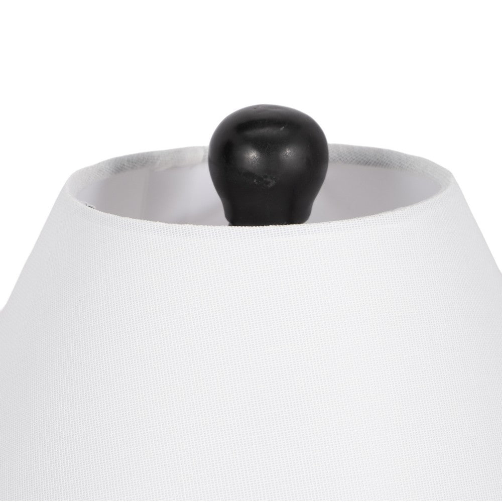 Table Lamp | White Tapered Shade | 22’’ Black Ceramic Sculptural Base SBH-51311