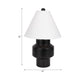 Table Lamp | White Tapered Shade | 22" Black Ceramic Sculptural Base